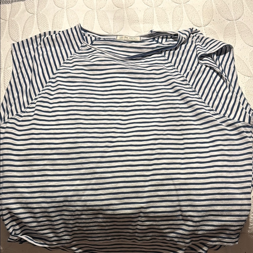 Blue and White Striped Women's Top Free People